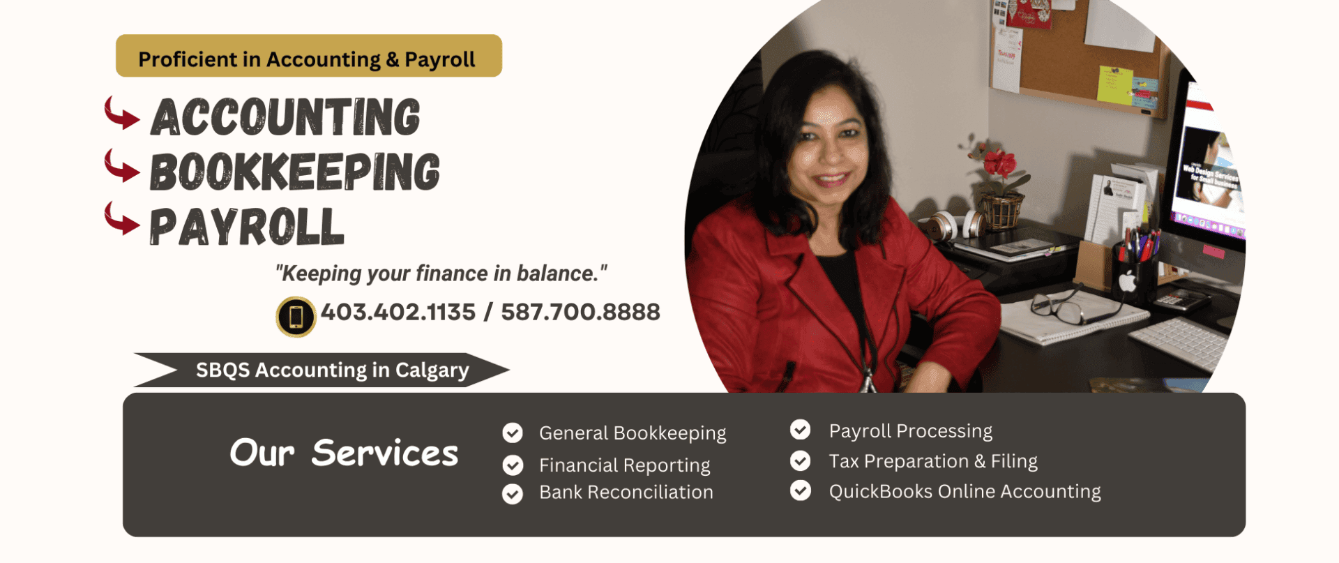 SBQS Accounting in Calgary: accounting, bookkeeping and payroll services with Mona Kabir